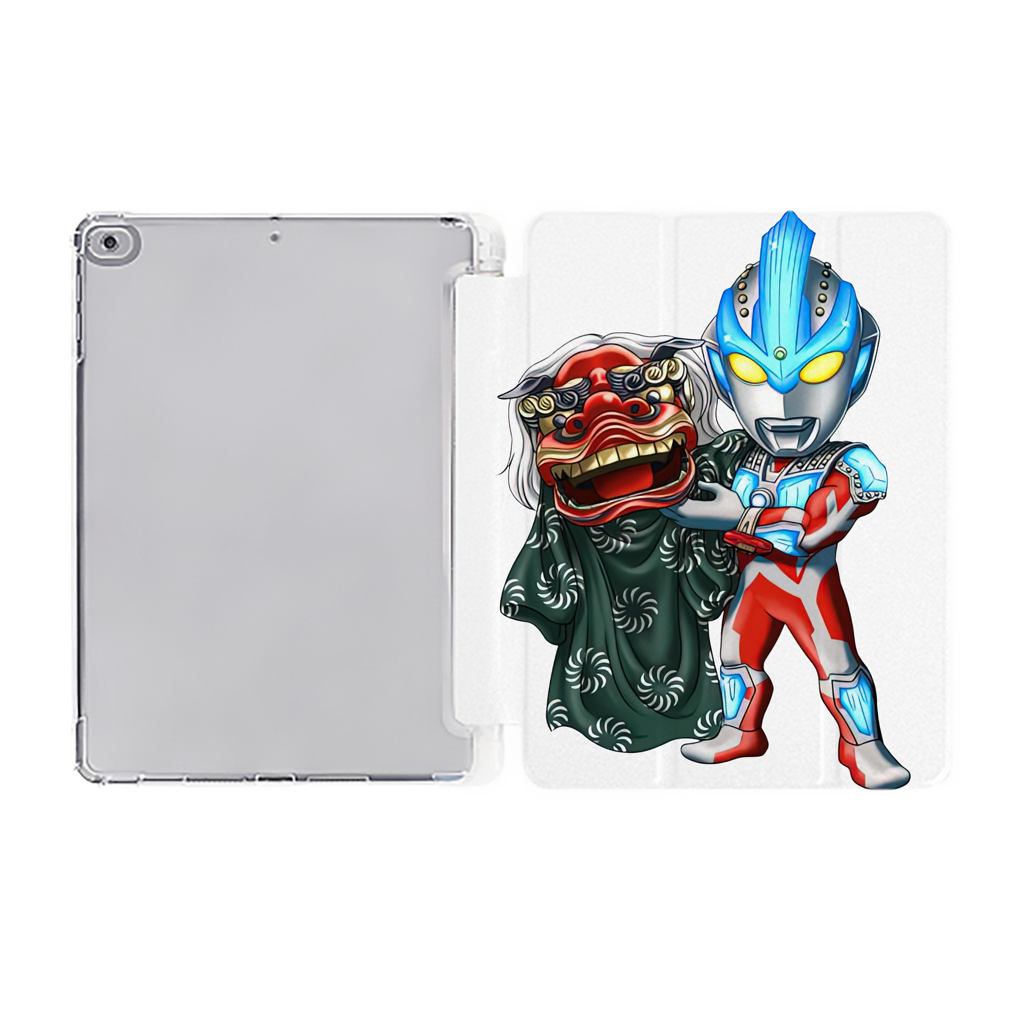 （画像用） ウルトラマン Ultraman IPad ケース ペン収納付き 三つ折りスタンド PUレザー×シリコン 対応機種9.5/10.5/10.9インチ